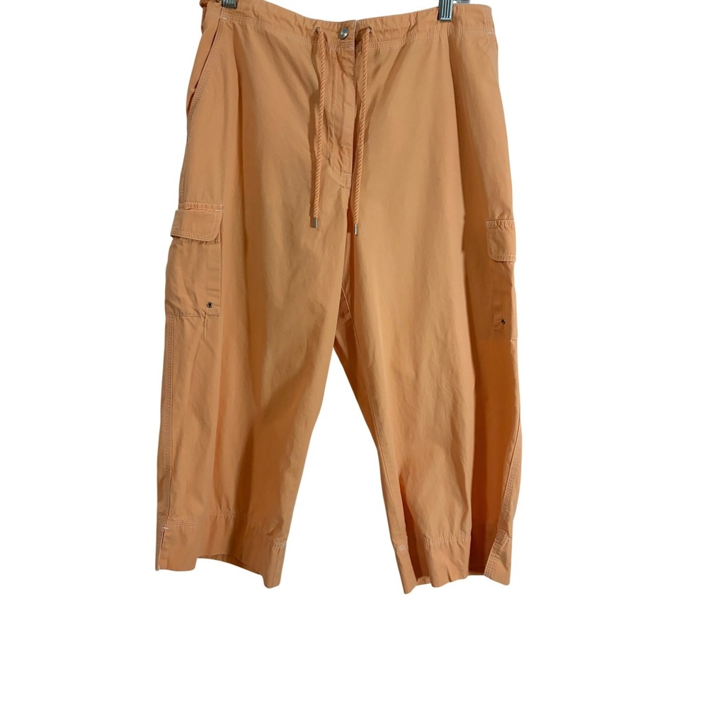 Lauren Ralph Lauren Peach Orange Cargo Capri Pants 16 Drawstring Utility Womens